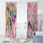 Birds and Floral Aussie Pink Robins Window Curtain Rosy Glow - Aussie Hoodie