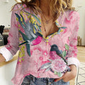 Birds and Floral Aussie Pink Robins Women Casual Shirt Rosy Glow - Aussie Hoodie
