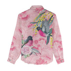 Birds and Floral Aussie Pink Robins Women Casual Shirt Rosy Glow - Aussie Hoodie