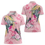 Birds and Floral Aussie Pink Robins Women Polo Shirt Rosy Glow - Aussie Hoodie