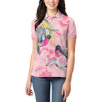 Birds and Floral Aussie Pink Robins Women Polo Shirt Rosy Glow - Aussie Hoodie