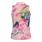 Birds and Floral Aussie Pink Robins Women Sleeveless Polo Shirt Rosy Glow - Aussie Hoodie