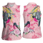 Birds and Floral Aussie Pink Robins Women Sleeveless Polo Shirt Rosy Glow - Aussie Hoodie