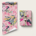 Birds and Floral Aussie Pink Robins Wrapping Paper Rosy Glow
