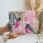 Birds and Floral Aussie Pink Robins Wrapping Paper Rosy Glow