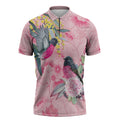 Birds and Floral Aussie Pink Robins Zipper Polo Shirt Rosy Glow - Aussie Hoodie
