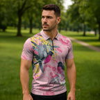 Birds and Floral Aussie Pink Robins Zipper Polo Shirt Rosy Glow - Aussie Hoodie