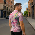 Birds and Floral Aussie Pink Robins Zipper Polo Shirt Rosy Glow - Aussie Hoodie