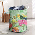 Birds and Floral Aussie Budgerigars Laundry Basket Mint Opal - Aussie Hoodie