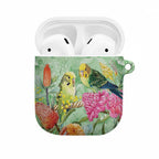 Birds and Floral Aussie Budgerigars AirPods Case Mint Opal - Aussie Hoodie
