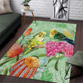 Birds and Floral Aussie Budgerigars Area Rug Mint Opal - Aussie Hoodie