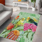 Birds and Floral Aussie Budgerigars Area Rug Mint Opal - Aussie Hoodie