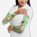 Birds and Floral Aussie Budgerigars Arm Sleeves Mint Opal - Aussie Hoodie