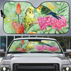Birds and Floral Aussie Budgerigars Auto Sun Shade Mint Opal - Aussie Hoodie