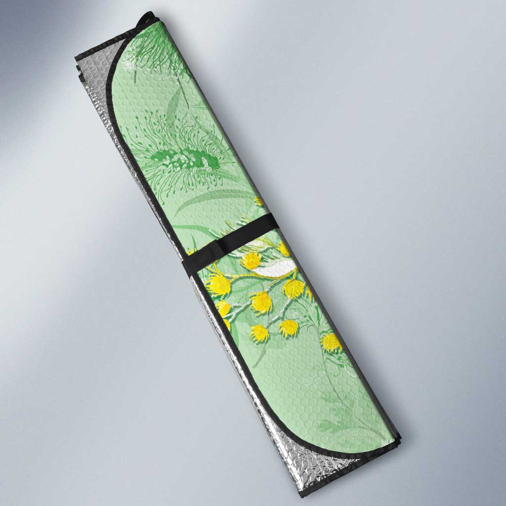 Birds and Floral Aussie Budgerigars Auto Sun Shade Mint Opal - Aussie Hoodie