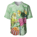 Birds and Floral Aussie Budgerigars Baseball Jersey Mint Opal - Aussie Hoodie