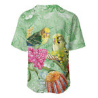 Birds and Floral Aussie Budgerigars Baseball Jersey Mint Opal - Aussie Hoodie