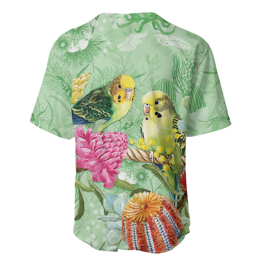 Birds and Floral Aussie Budgerigars Baseball Jersey Mint Opal - Aussie Hoodie