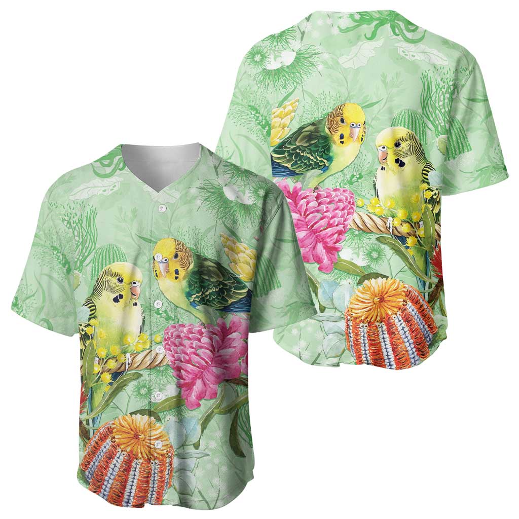 Birds and Floral Aussie Budgerigars Baseball Jersey Mint Opal - Aussie Hoodie