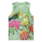 Birds and Floral Aussie Budgerigars Basketball Jersey Mint Opal - Aussie Hoodie