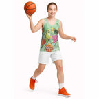 Birds and Floral Aussie Budgerigars Basketball Jersey Mint Opal - Aussie Hoodie
