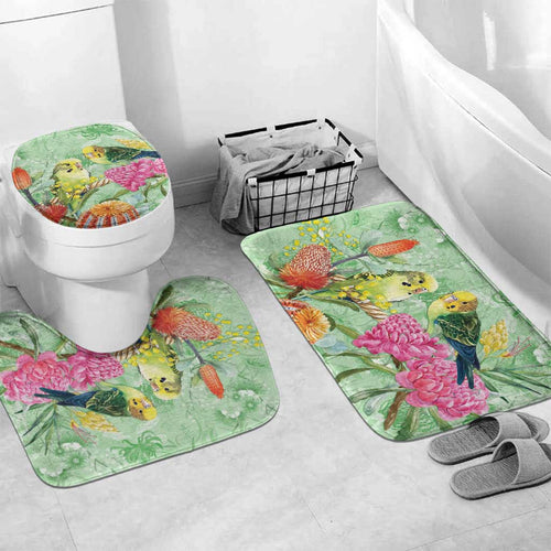 Birds and Floral Aussie Budgerigars Bathroom Set Mint Opal - Aussie Hoodie