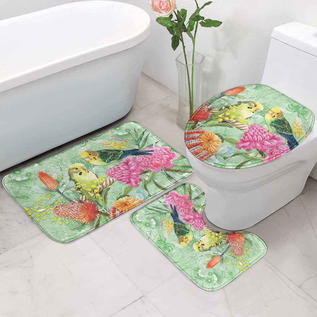Birds and Floral Aussie Budgerigars Bathroom Set Mint Opal - Aussie Hoodie