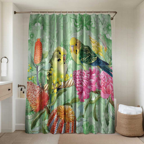 Birds and Floral Aussie Budgerigars Bathroom Set Mint Opal - Aussie Hoodie