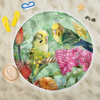 Birds and Floral Aussie Budgerigars Beach Blanket Mint Opal - Aussie Hoodie