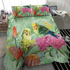 Birds and Floral Aussie Budgerigars Bedding Set Mint Opal - Aussie Hoodie