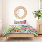 Birds and Floral Aussie Budgerigars Bedding Set Mint Opal - Aussie Hoodie