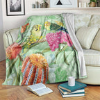 Birds and Floral Aussie Budgerigars Blanket Mint Opal - Aussie Hoodie