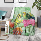 Birds and Floral Aussie Budgerigars Blanket Mint Opal - Aussie Hoodie