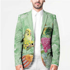 Birds and Floral Aussie Budgerigars Blazer Mint Opal - Aussie Hoodie