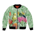 Birds and Floral Aussie Budgerigars Bomber Jacket Mint Opal - Aussie Hoodie