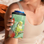 Birds and Floral Aussie Budgerigars 4 in 1 Can Cooler Tumbler Mint Opal - Aussie Hoodie