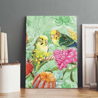 Birds and Floral Aussie Budgerigars Canvas Wall Art Mint Opal - Aussie Hoodie