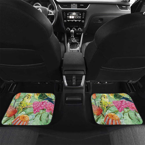 Birds and Floral Aussie Budgerigars Car Mats Mint Opal - Aussie Hoodie