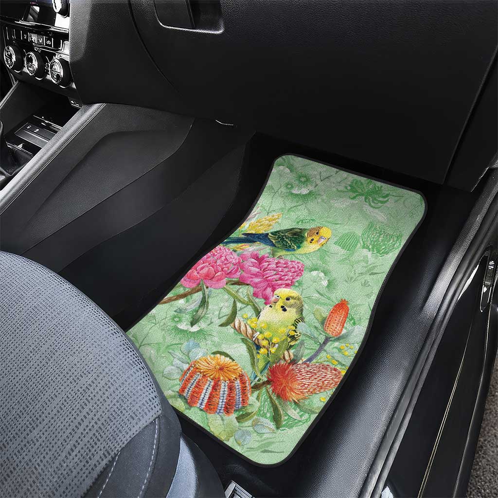 Birds and Floral Aussie Budgerigars Car Mats Mint Opal - Aussie Hoodie