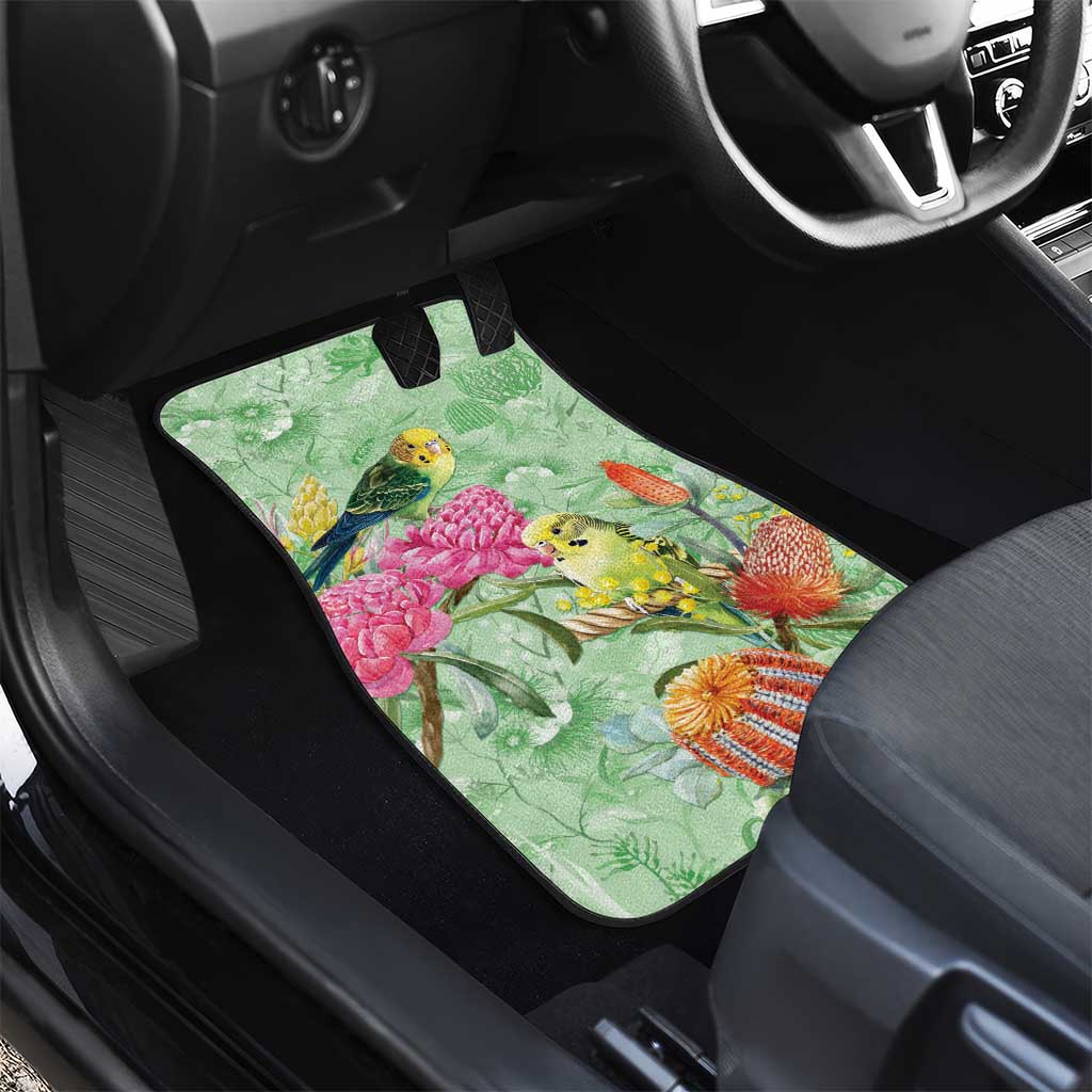 Birds and Floral Aussie Budgerigars Car Mats Mint Opal - Aussie Hoodie