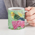 Birds and Floral Aussie Budgerigars Ceramic Mug Mint Opal - Aussie Hoodie