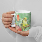 Birds and Floral Aussie Budgerigars Ceramic Mug Mint Opal - Aussie Hoodie