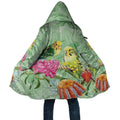 Birds and Floral Aussie Budgerigars Cloak Mint Opal - Aussie Hoodie