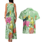 Birds and Floral Aussie Budgerigars Couples Matching Tank Maxi Dress and Hawaiian Shirt Mint Opal - Aussie Hoodie