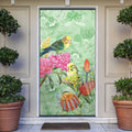 Birds and Floral Aussie Budgerigars Door Cover Mint Opal - Aussie Hoodie