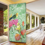 Birds and Floral Aussie Budgerigars Door Cover Mint Opal - Aussie Hoodie