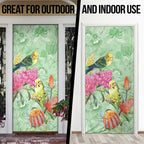 Birds and Floral Aussie Budgerigars Door Cover Mint Opal - Aussie Hoodie
