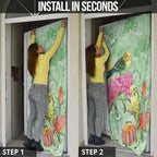 Birds and Floral Aussie Budgerigars Door Cover Mint Opal - Aussie Hoodie