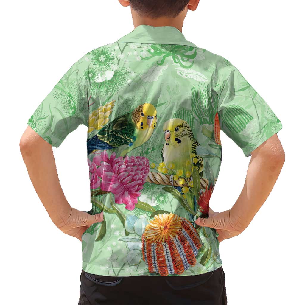 Birds and Floral Aussie Budgerigars Family Matching Off Shoulder Maxi Dress and Hawaiian Shirt Mint Opal - Aussie Hoodie