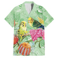 Birds and Floral Aussie Budgerigars Family Matching Off Shoulder Short Dress and Hawaiian Shirt Mint Opal - Aussie Hoodie